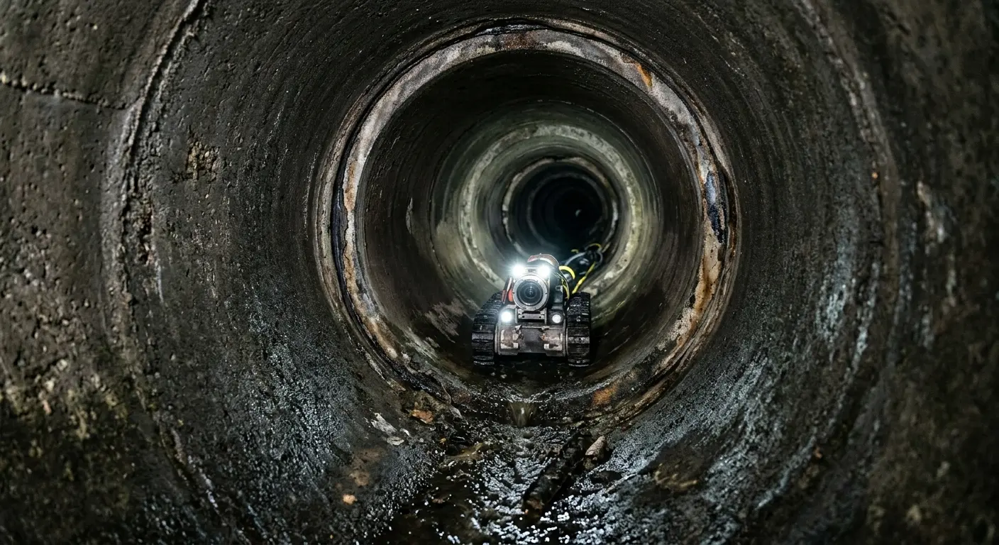 Robotic sewer camera inspecting pipe interior for Sewer Line Repair in Somers
